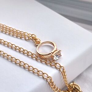 Gold Plated Stainless Steel Dainty Handmade Ring Necklace